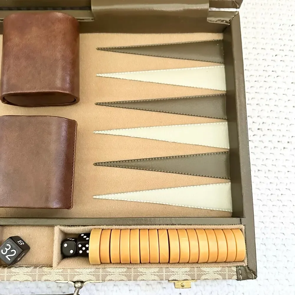 Pierre Cardin Vintage MCM Backgammon Board Game Set Monogram Print Attache Case